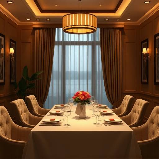 A beautifully decorated private dining room set for a special event