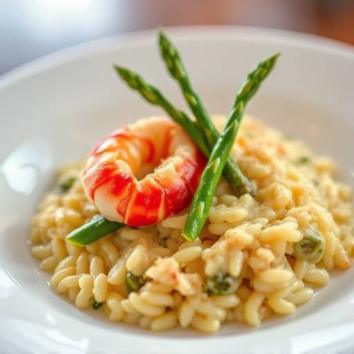 Lobster Risotto with Asparagus and Parmesan Cheese
