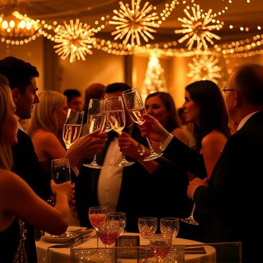 New Year's Eve Gala - People celebrating and toasting with champagne glasses.