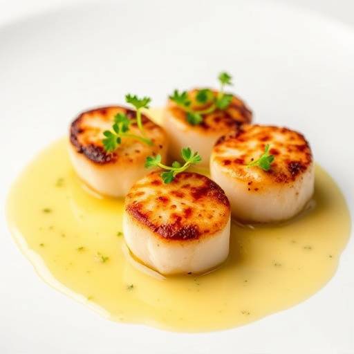 Seared Scallops with Lemon Butter Sauce and Microgreens